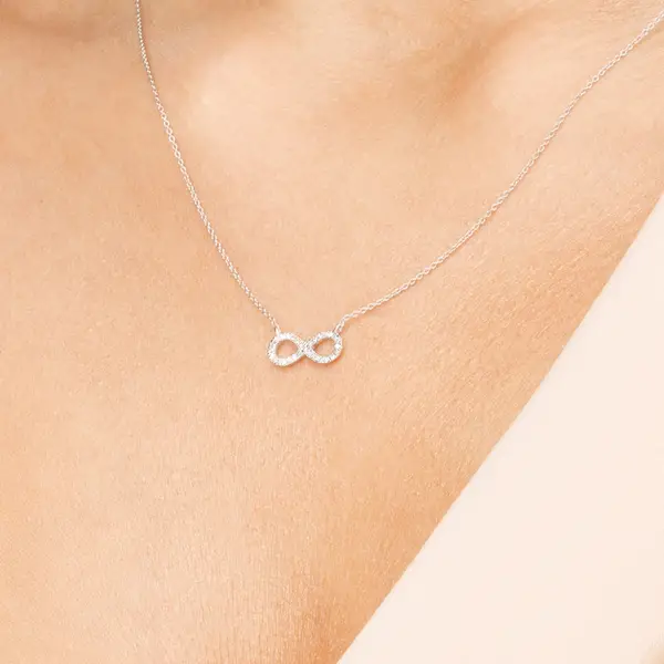 Leaf Jewelry Halskette Infinity mit Diamanten, 18 K Weissgold Sonderangebot