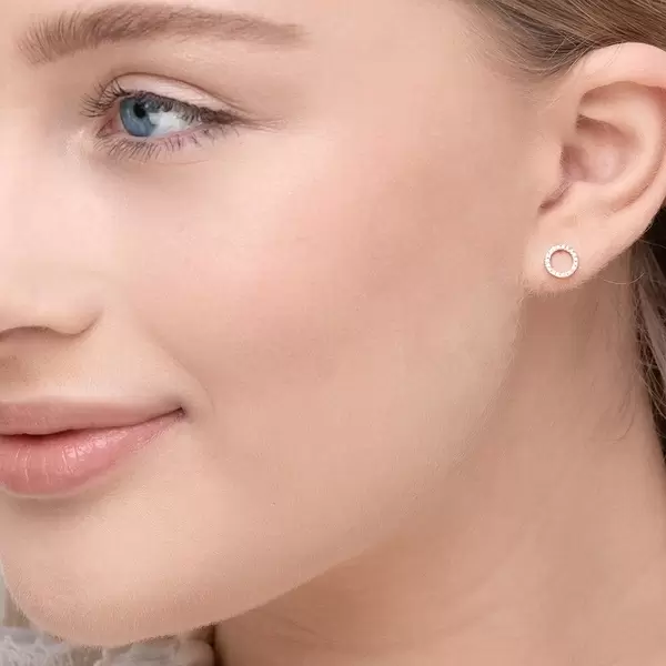 Leaf Jewelry Ohrringe Circle mit Diamanten, 18 K Rosegold Rabatt