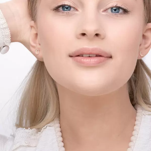 Leaf Jewelry Ohrringe Circle mit Diamanten, 18 K Rosegold Rabatt
