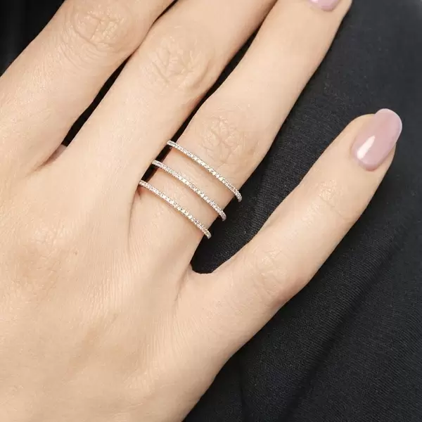 Leaf Jewelry Ring Triple mit Diamanten, 18K Gelbgold Günstig kaufen