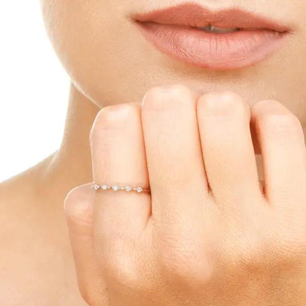 Leaf Jewelry Ring mit 5 Diamanten, 14K Rosegold Großer Ausverkauf