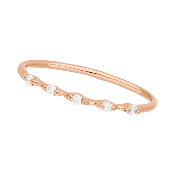 Leaf Jewelry Ring mit 5 Diamanten, 14K Rosegold Großer Ausverkauf