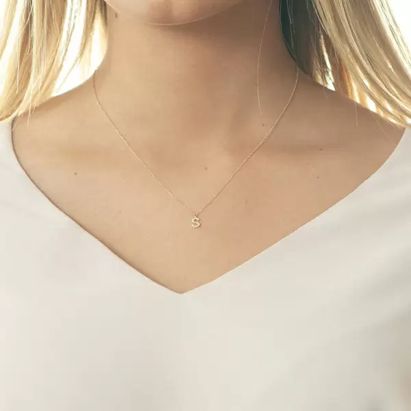 Leaf Jewelry Halskette Letter "S", 14 K Rosegold mit Diamanten Exklusivangebot