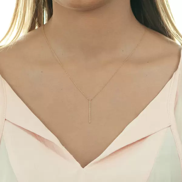 Leaf Jewelry Halskette Bar Diamanten, 18 K Rosegold Black Friday