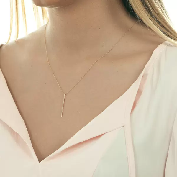 Leaf Jewelry Halskette Bar Diamanten, 18 K Rosegold Black Friday