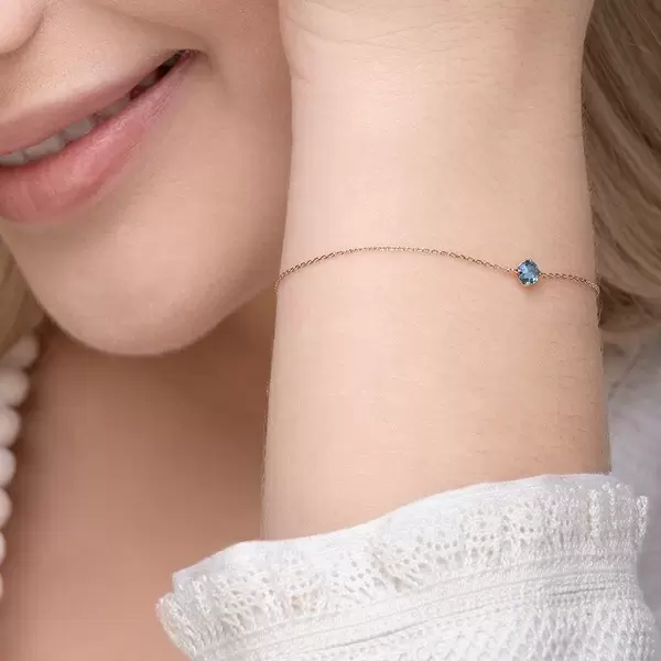 Leaf Jewelry Armkette Cabochon, Blue Topaz, 14 K Rosegold Osterangebot