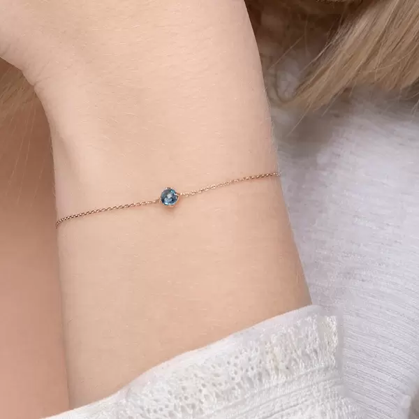 Leaf Jewelry Armkette Cabochon, Blue Topaz, 14 K Rosegold Osterangebot