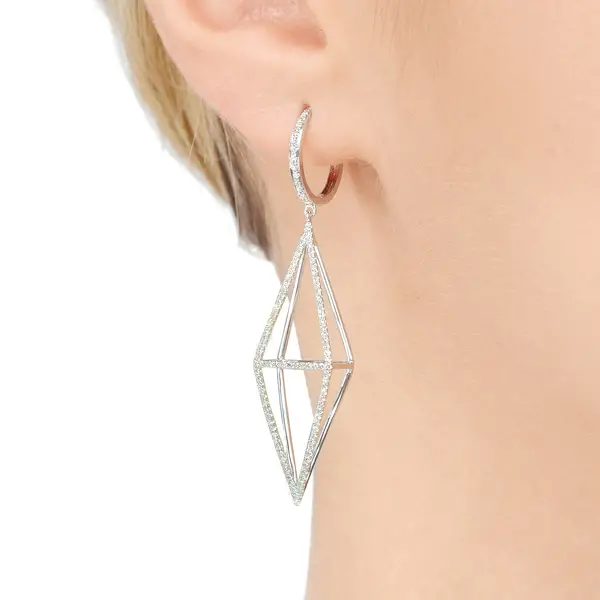 Leaf Jewelry Ohrringe Trapez mit Diamanten, 18 K Rosegold Valentinstagsangebot