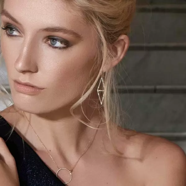 Leaf Jewelry Ohrringe Trapez mit Diamanten, 18 K Rosegold Valentinstagsangebot