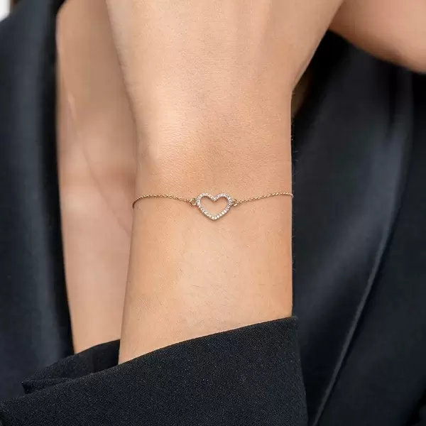 Leaf Jewelry Armkette Heart mit Diamanten, 18 K Roségold Jubiläumsangebot