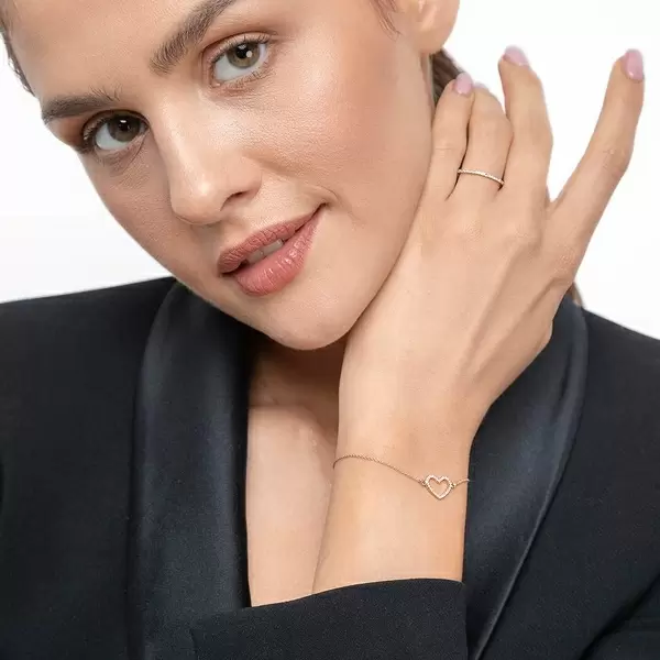 Leaf Jewelry Armkette Heart mit Diamanten, 18 K Roségold Jubiläumsangebot