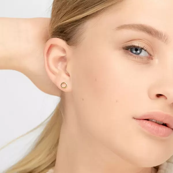 Leaf Jewelry Ohrstecker Circle, 14 K Gelbgold Heißer Verkauf
