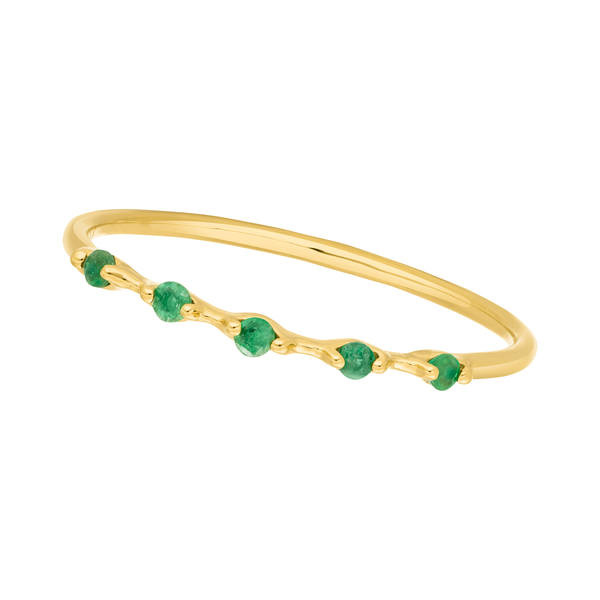 Leaf Jewelry Ring mit 5 Smaragden, 14K Gelbgold Exklusive Angebote