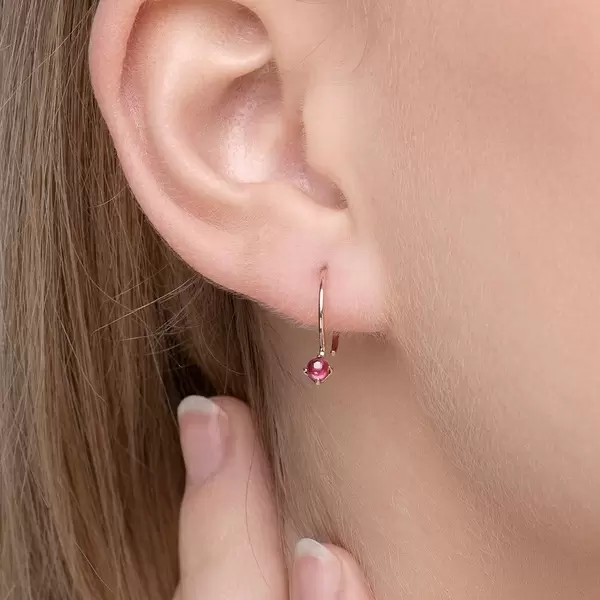 Leaf Jewelry Ohrringe Cabochon, Rubin, 14 K Roségold Blitzangebot