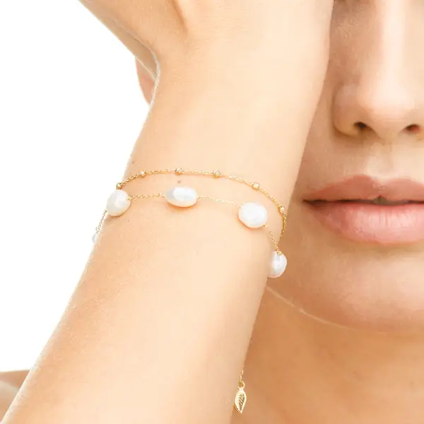 Leaf Jewelry Armkette Beads, 14K Gelbgold Neuheiten