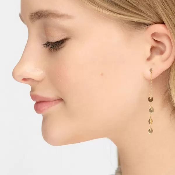 Leaf Jewelry Ohrringe Platelet Kette, 14 K Gelbgold Kauf eins, bekomm eins gratis