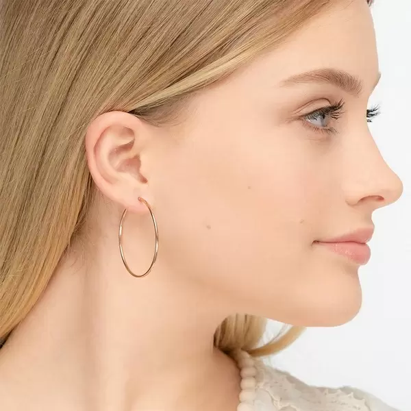 Leaf Jewelry Creole Rund L, 40mm, 14 K Rosegold Riesige Ersparnisse