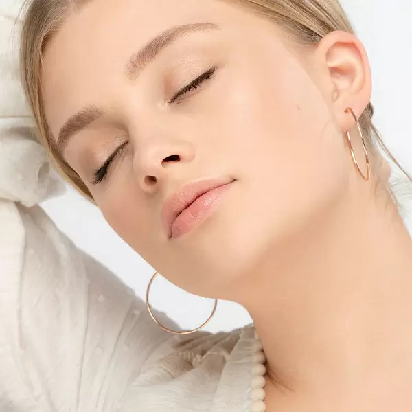 Leaf Jewelry Creole Rund L, 40mm, 14 K Rosegold Riesige Ersparnisse