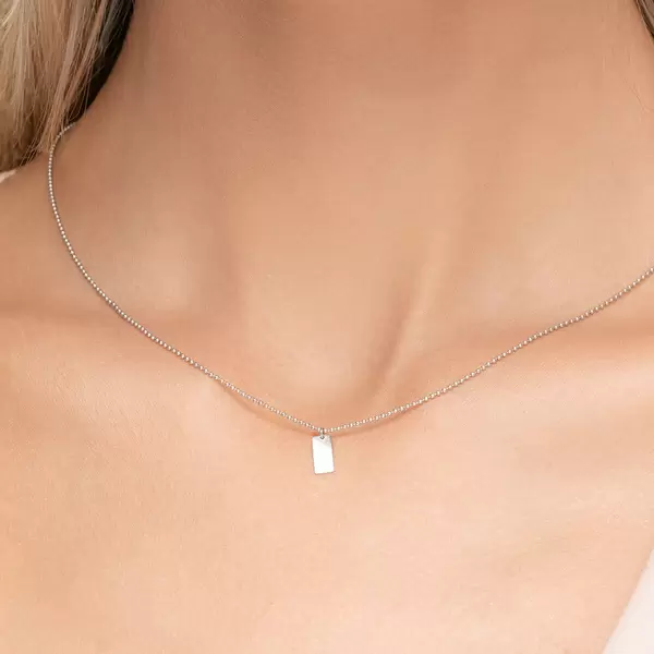 Leaf Jewelry Halskette Tiny Dog Tag, 14 K Weißgold Letzte 3 Tage