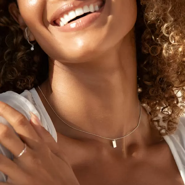 Leaf Jewelry Halskette Tiny Dog Tag, 14 K Weißgold Letzte 3 Tage
