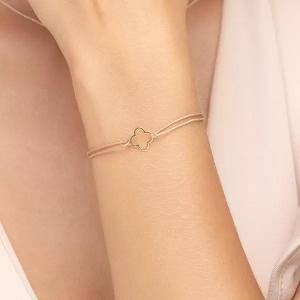 Leaf Jewelry Glücksbändchen GENTLE CLOVER, 14 K Gelbgold, Beige JETZT KAUFEN