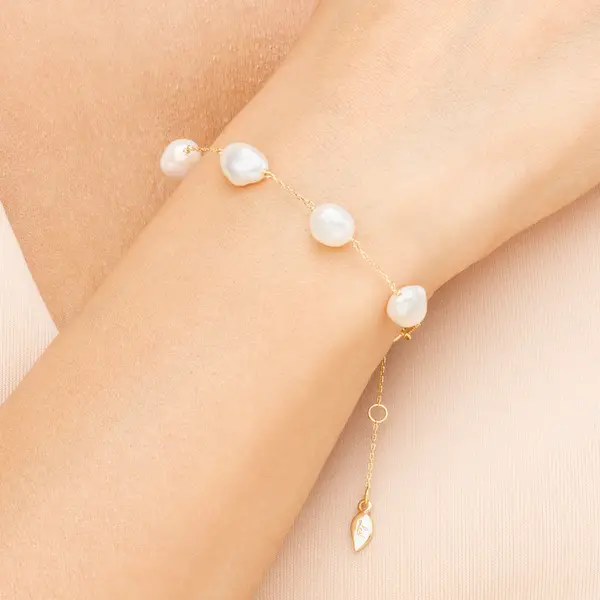 Leaf Jewelry Armkette Barock Pearls, 14K Gelbgold Neueste Stile