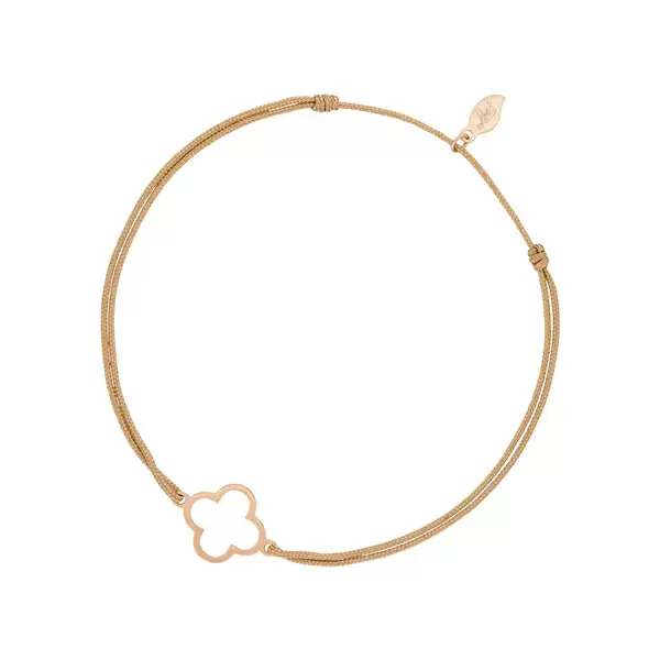 Leaf Jewelry Glücksbändchen GENTLE CLOVER, 14 K Rosegold, Beige Letzte 2 Tage
