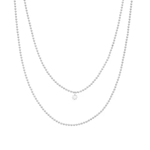 Leaf Jewelry Halskette Pure Double, Diamant, 14 K Weißgold Letzter Tag
