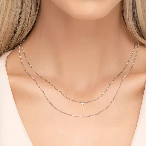 Leaf Jewelry Halskette Pure Double, Diamant, 14 K Weißgold Letzter Tag