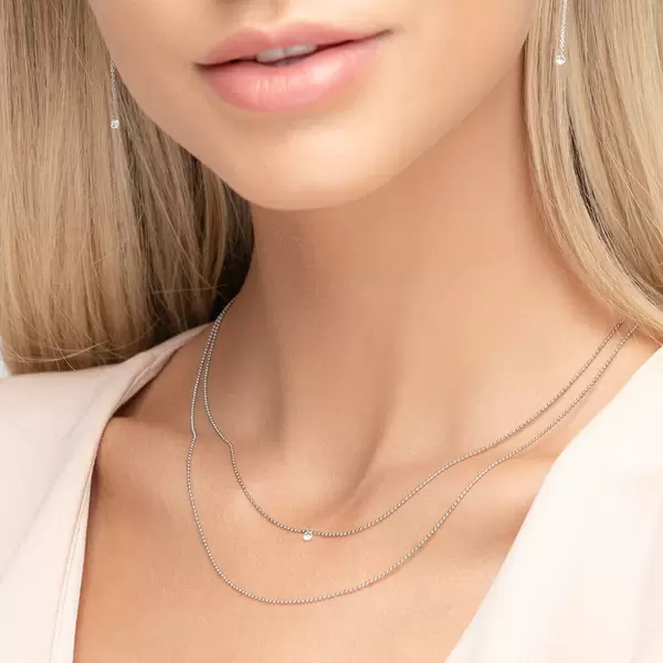 Leaf Jewelry Halskette Pure Double, Diamant, 14 K Weißgold Letzter Tag