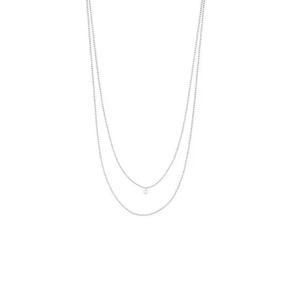 Leaf Jewelry Halskette Pure Double, Diamant, 14 K Weißgold Letzter Tag