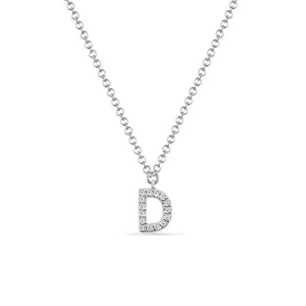 Leaf Jewelry Halskette Letter "D", 14 K Weißgold mit Diamanten Zeitbegrenzte Promotion