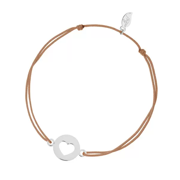 Leaf Jewelry Glücksbändchen Heart, 14 K Weißgold, Beige Bis zu 65% Rabatt