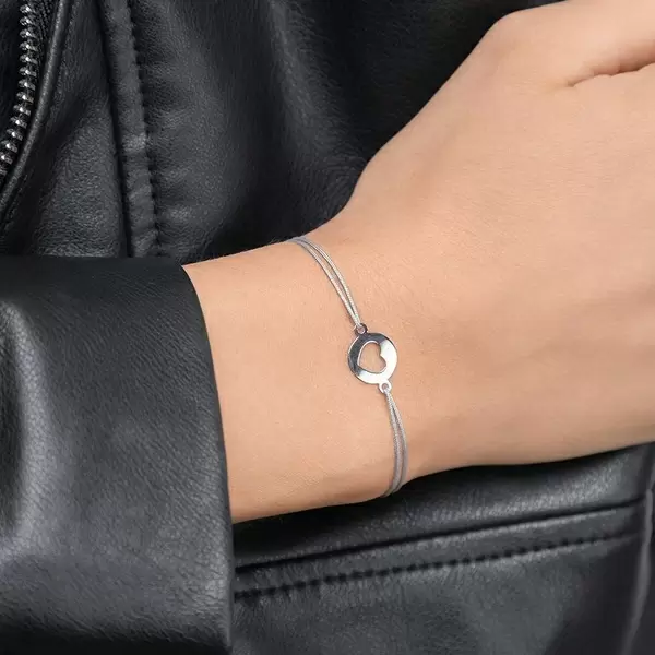 Leaf Jewelry Glücksbändchen Heart, 14 K Weißgold, Beige Bis zu 65% Rabatt