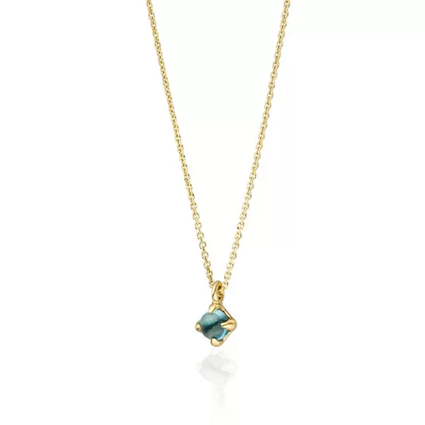 Leaf Jewelry Halskette Cabochon, Blauer Topas, 14 K Gelbgold Nur für heute