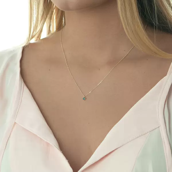 Leaf Jewelry Halskette Cabochon, Blauer Topas, 14 K Gelbgold Nur für heute