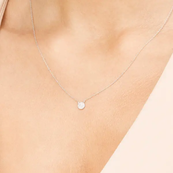 Leaf Jewelry Halskette Pavé mit Diamanten, 18 K Weissgold Sonderangebot der Fabrik