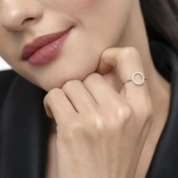 Leaf Jewelry Ring Circle mit Diamanten, 18 K Weißgold Bis zu 55% Rabatt