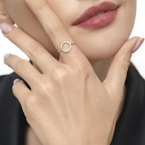 Leaf Jewelry Ring Circle mit Diamanten, 18 K Weißgold Bis zu 55% Rabatt