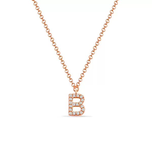 Leaf Jewelry Halskette Letter "B", 14 K Rosegold mit Diamanten Discount Store für neue Produkte