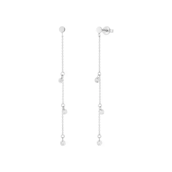 Leaf Jewelry Ohrringe Pure Chain mit Diamanten, 18 K Weissgold Super Rabatt