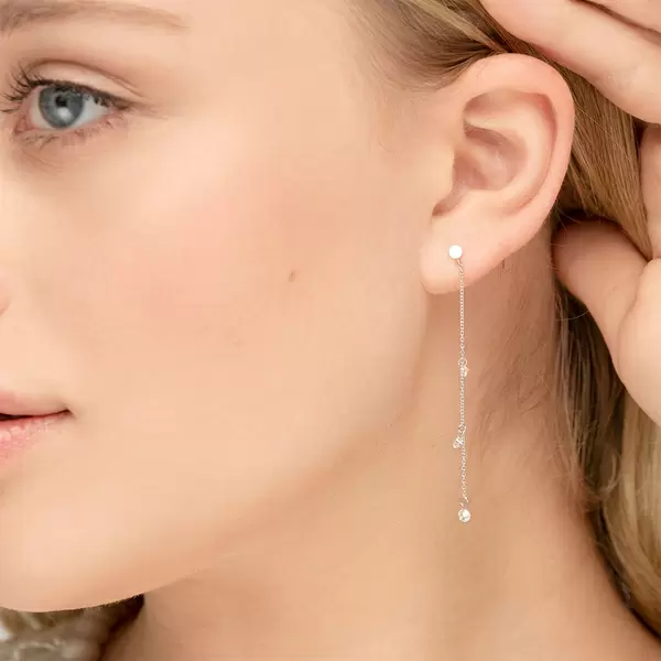 Leaf Jewelry Ohrringe Pure Chain mit Diamanten, 18 K Weissgold Super Rabatt