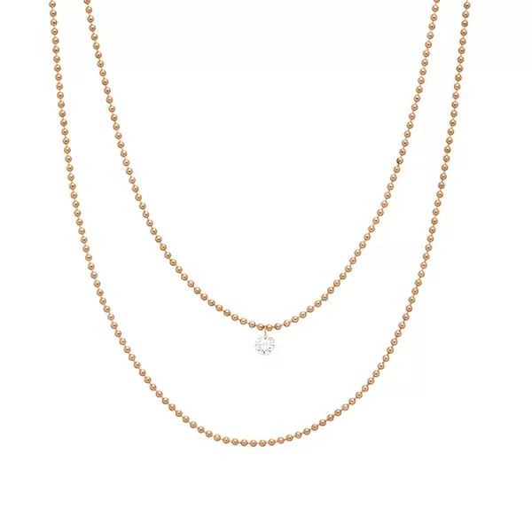 Leaf Jewelry Halskette Pure Double, Diamant, 14 K Rosegold Clearance-Verkauf