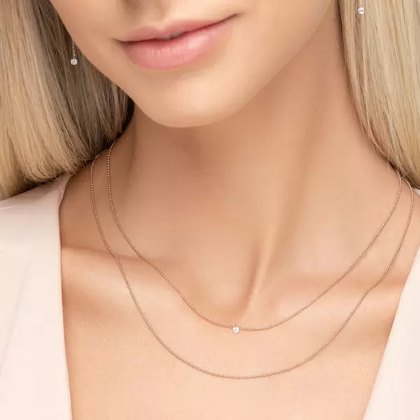 Leaf Jewelry Halskette Pure Double, Diamant, 14 K Rosegold Clearance-Verkauf