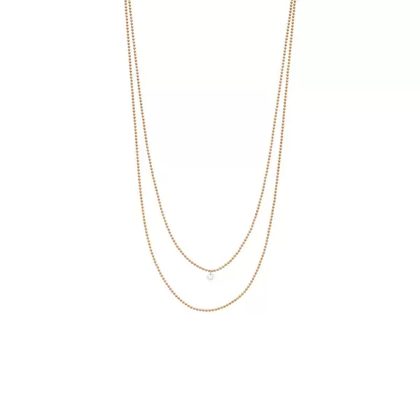 Leaf Jewelry Halskette Pure Double, Diamant, 14 K Rosegold Clearance-Verkauf