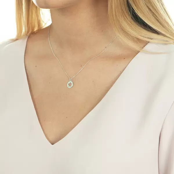Leaf Jewelry Halskette Star, 14K Weissgold Kostenloser Versand international