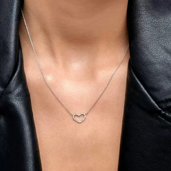 Leaf Jewelry Halskette Heart mit Diamanten, 18 K Weissgold Fabrikladen