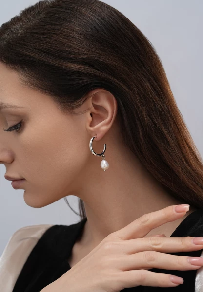 Leslii Creolen Pearls Silber Neuheiten