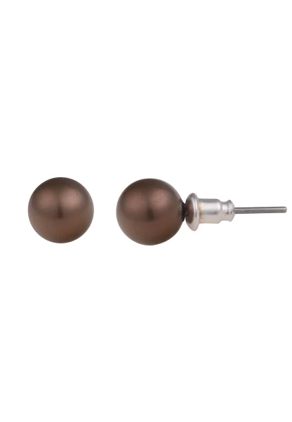 Leslii Damen-Ohrringe Daniela braune Perlen-Ohrringe Ohrstecker Modeschmuck Braun Super Sparpreis