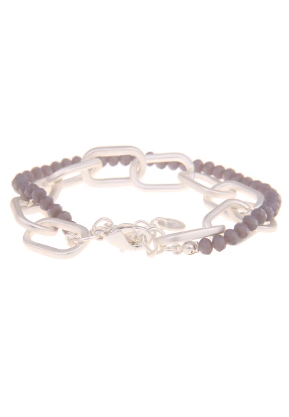 Leslii Armband Glieder Glasperlen in Silber Grau Weihnachtsangebot